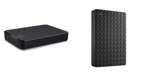 WD Elements Portable 4 TB (links) und Seagate Expansion Portable 4 TB (rechts) nebeneinander